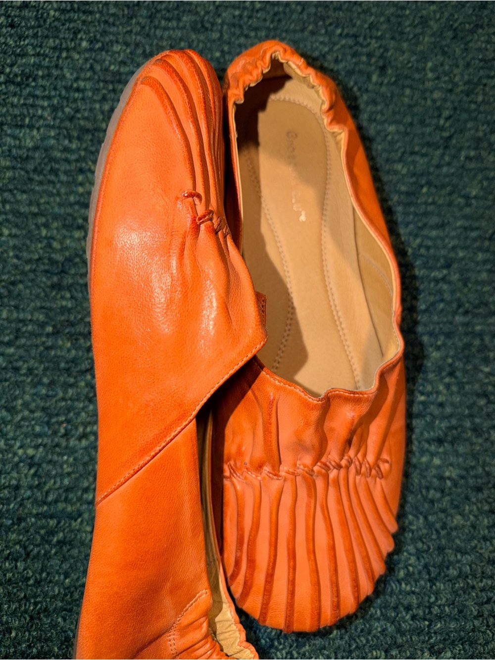 Vintage orange leather flats (11)